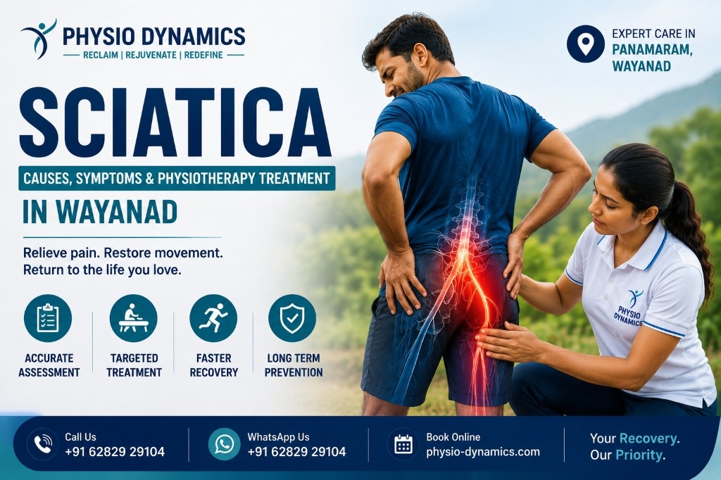 Sciatica symptoms and physiotherapy treatment in Wayanad