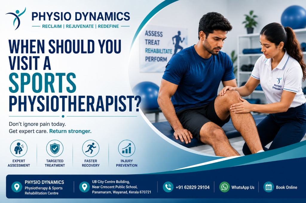 Athlete consulting a sports physiotherapist at Physio Dynamics, Panamaram, Wayanad